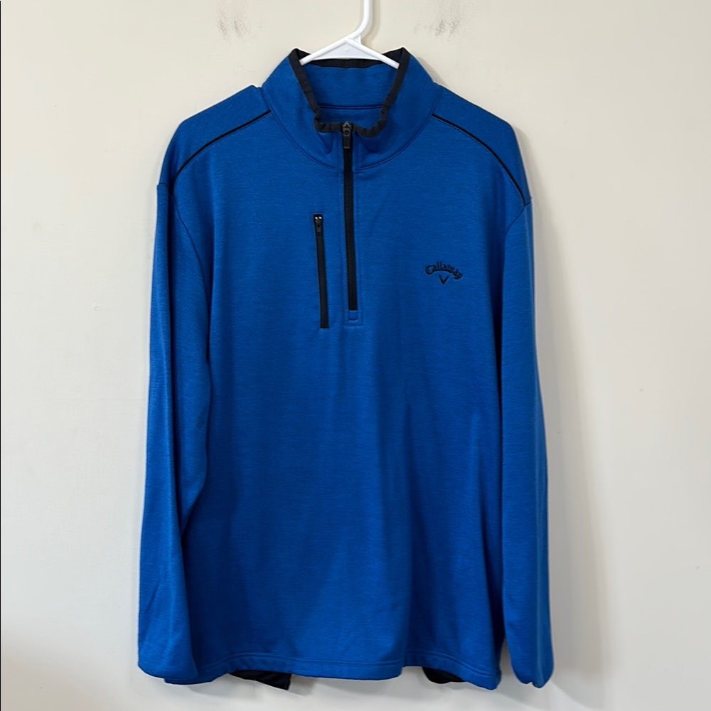 Callaway Men’s 1/4 Zip Tech Golf Fleece Olympian Bl Htr Blue Size XL - Picture 2 of 9
